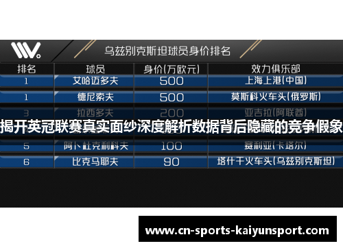 揭开英冠联赛真实面纱深度解析数据背后隐藏的竞争假象